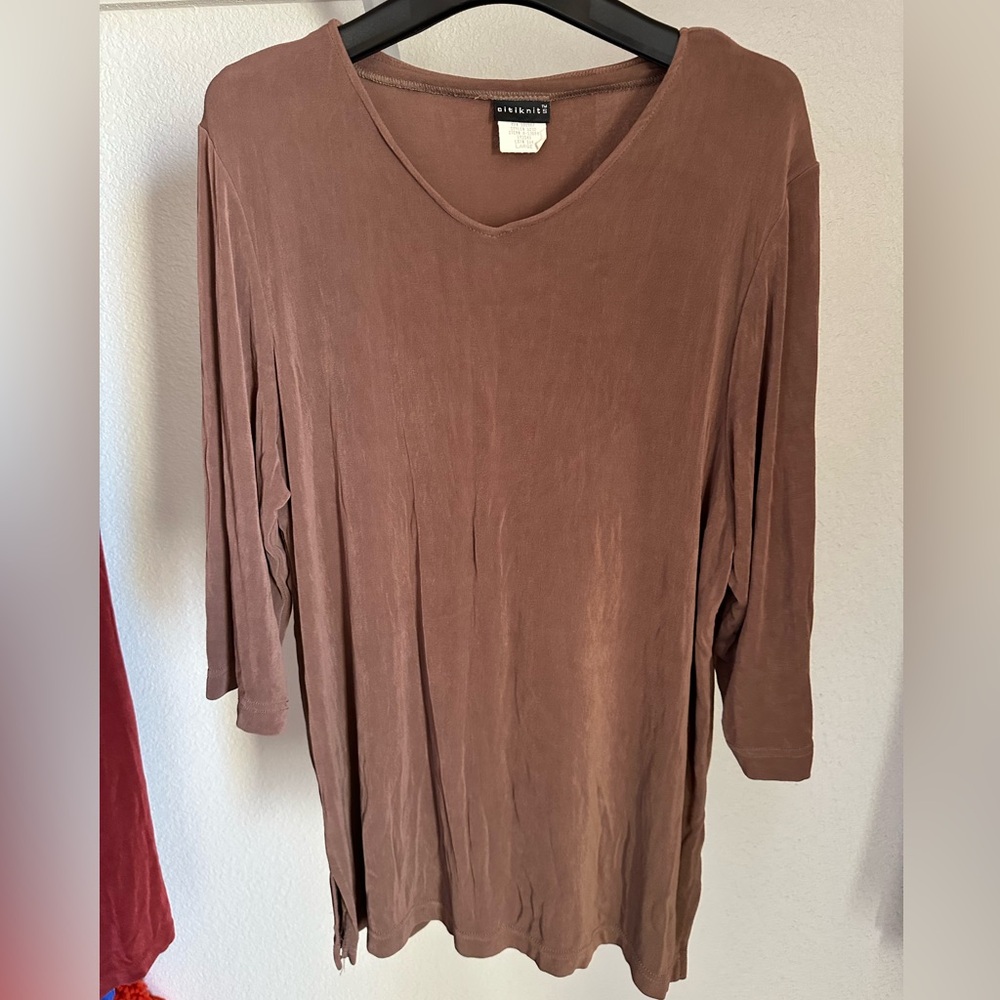 Citiknits Silky Knit Travel Tank Top Womens L Travel Knit Travelers Mocha Brown